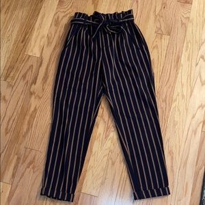 ZARA pinstripe paper bag waist pants 🌻